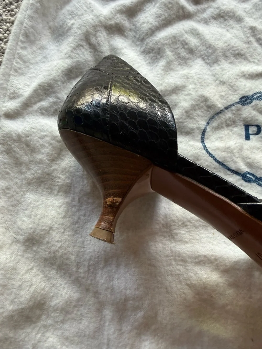 Prada Black Snake-Embossed Pointed D'Orsay Pumps - Picture 4 of 4